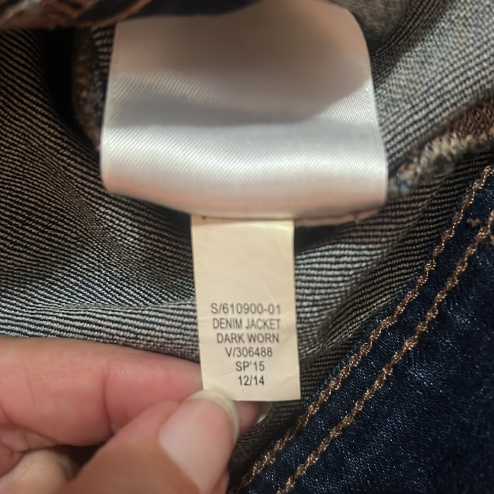 Old Navy Y2K Blue Denim Jean Jacket Size S Tall Coastal Tailored Fit Nautical - Picture 5 of 13